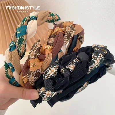 New High Cranial Top Wide Edge Twist Headband Korean Style Exquisite Vintage High Quality Headband Diamond Set Hair Accessories