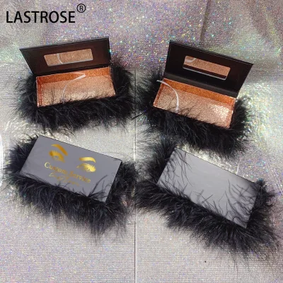 Matte Black Fur Plume Glitter Gold Eyelash Packaging Boxes Private logo 3d Natural Mink Lashes Private Label Empty Sexy Cases