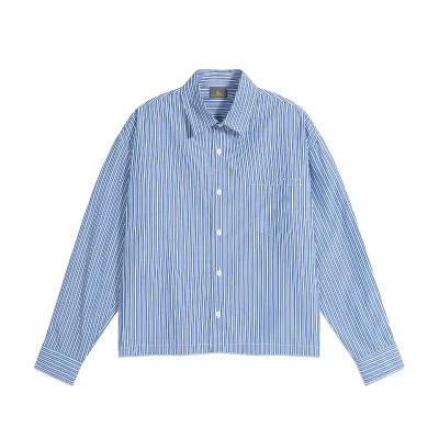 Wholesale Quick Dry Striped Long Sleeve Shirt Men Boxy Cropped Fit Breathable Blended Casual Shirt Spring Everyday Outer Top