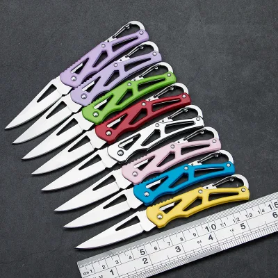 Multifunctional Stainless Steel Folding Knife Keychain Outdoor Camping Portable Pocket Fruit Peeler