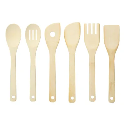 GU 6-Piece Wooden Spoons for Cooking Kitchen Utensil Set - Natural Material Bamboo Spatula & wooden cooking utensils