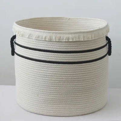 Wholesale Woven Cotton Rope Decorative Storage Basket for Living Room