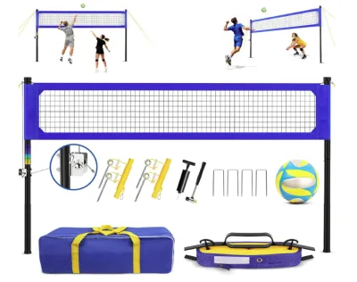 Volleyball Net for Backyard,  Portable Net Set with Poles, Adjustable Height, Includes Volleyball & Carry Bag