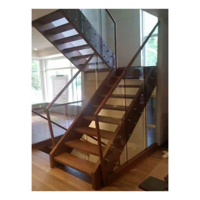 China Supplier Interior Double Side Stringer Stair U Shape Stairway Twins Beam Staircase