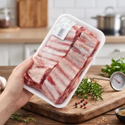 BPA Free PA/EVOH/PE Coated Bagasse Paper Tray Food Grade Frozen Meat Packaging Tray Box