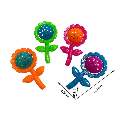 Wholesale Plastic Noise Maker Rattle Toy Small Cheap Whistles Toy Kids Sunflower Rattle Shaker Noise Maker for Toy Retail Store