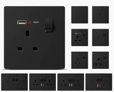 British Standard Wall Switch Socket Ultra-thin 13A Socket Multi-functional Five-hole USB Socket Panel