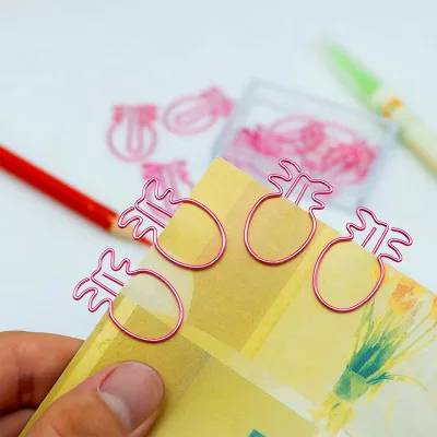 Factory Direct Sales Customized Pink Pineapple Metal lovely Paper Clips Electroplated Fruit Shaped Crafts