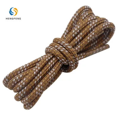 Brown Base White Dot Interwoven Braided Flat 4.7mm Printed Two Tone Polyester Custom Color Shoelaces for Hiking Boots Casual