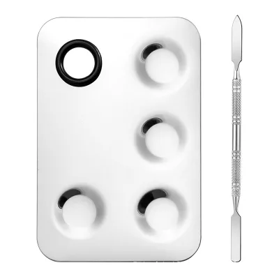 Stainless Steel Four-Compartment Perforated Makeup and Nail Art Palette Set Foundation Painting Mixing Tray