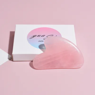 100% Natural Rose Quartz Gua Sha Stein Gouache Scraper Body Massage Tools Guasha Face Manual-wired Control