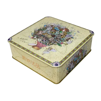 Customized Designed Cookie Tin With Hinged Lid/Biscuit Tin