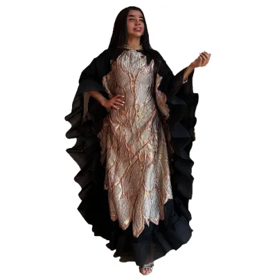 Competitive Price african women dresses Ruffled edge design Evening Dresses African Jacquard fabric african dresses