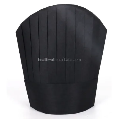 Disposable Non Woven Kitchen Black Chef Cap with logo Design