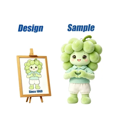 Shengye China Manufacturer EN71 ASTM Soft Cartoon Green Grape Plush Toy Fruit Doll Plushie Character for Store Company Promotion