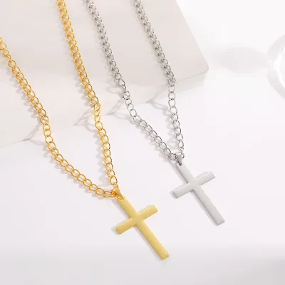 Hot Sale Luxury Link Chain Necklace with Cross Pendant Custom Wholesale Waterproof Fashion Jewelry Gift