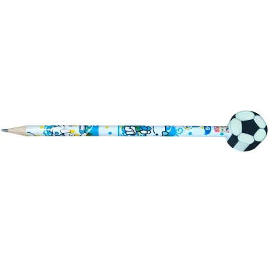 Classic HB Wood 7" Football Pencil with Eraser in Soccer Ball Shape
