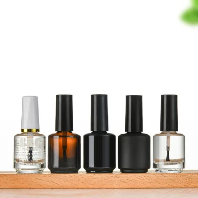 Wholesale Empty 15ml Glass Nail Polish Bottle with Brush for Nail Art Gel Polish Screen Printing Custom Color & Logo