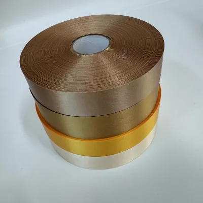 Champagne Gold Polyester Satin Ribbon Garment Care Label Blank Roll Gift Wrapping Floral Wedding Party Decoration