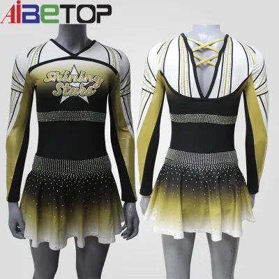 Gold&black Gradient  Cheerleading Uniform Custom Cheerleading Uniforms for Cheer Tumbling