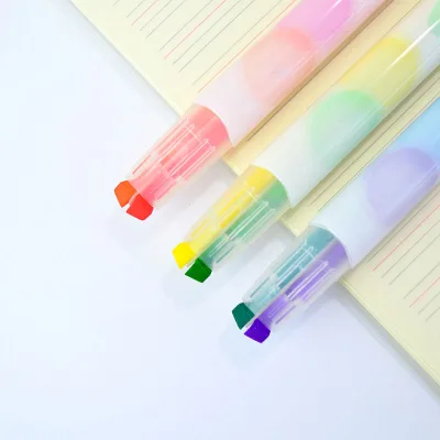 Gentle Eye Protection Double-Head Highlighter Pen Multi-Color Oblique Brush Tip Plastic Material Fluorescent Pen