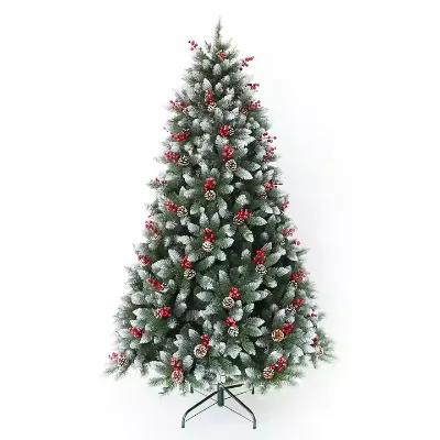 Longstar Gorgeous Outdoor Holiday Decoration Christmas Tree with LED and Beautiful Red Berries Pincone