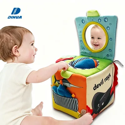 Soft Plush Toy Fabric Activity Cube for Kids Baby Early Education Toys Infant Foam Grab and Stack Building Blocks Toy