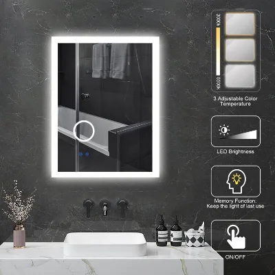 Hot Seller Touch Simple Design Wall Mounted Customized Magnifying Glass Makeup LED Bathroom Mirror LIGHTING