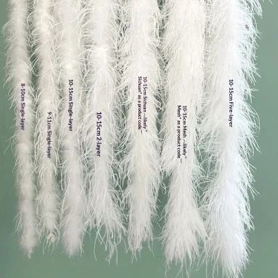 Factory Wholesale 8-15cm White Ostrich Feather Strips Stage Performance Clothing Accessories High Temperature Disinfection