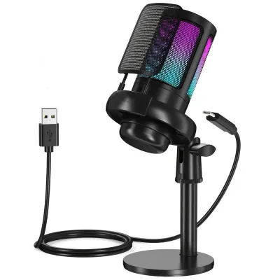 High Quality USB Microphone Gaming Phone Voice Live Streaming Desktop RGB Recording Noise Cancelling Condenser Microphone