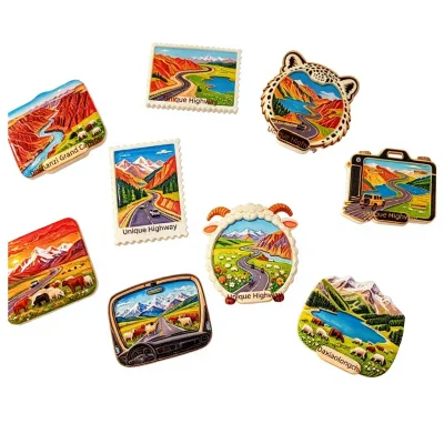 Xinjiang Duku Highway Minimalist Style Resin Fridge Magnet Cultural Creative Home Decor Travel Souvenir Magnetic Tile Gift