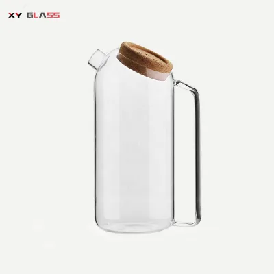 New Design Stylish Handmade Mouth Blow With Cork Lid Thermal Proof Glass Pitcher