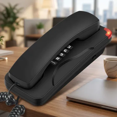 FICAN Brand Model 900 Wall Mountable Corded Phone Desktop Landline Telephone Flashing Pilot Lamp Battery Free Hotel