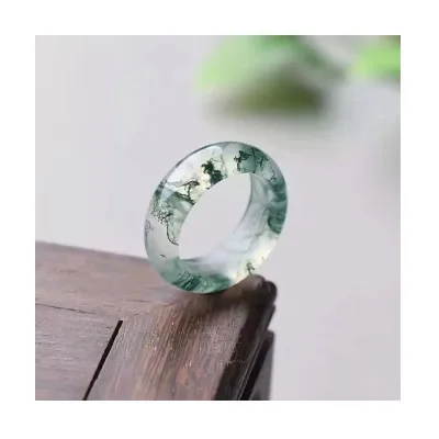 Wholesale Natural Green Moss Agate Ring Crystal Jadeite Rings for Gift Women and Men Water Grass Agate Ring
