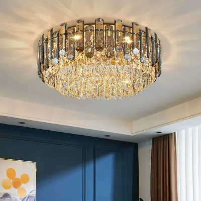 HFBH Verified Light Luxury Crystal Metal Ceiling Lamp Modern Design for Living Room Restaurant and Master Bedroom
