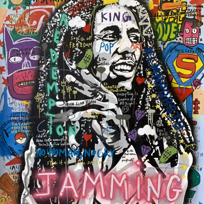 Musician Painting Pop Art Canvas Large Graffiti Canvas Wall Art Colorful Painting Modern Love Artwork