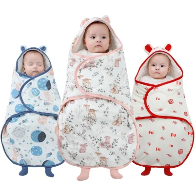 Pure Cotton Baby Swaddle Blanket Thickened Anti-Kick Sleeping Bag for Newborns Spring Autumn Winter Delivery Room Wrap
