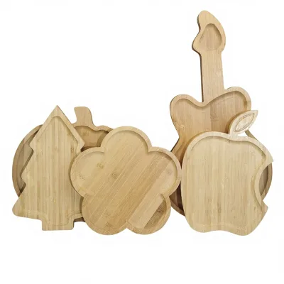Creative Shaped Round Wooden Tray New Chinese Style Plate for Tea Cup Barbecue Snack & Dim Sum