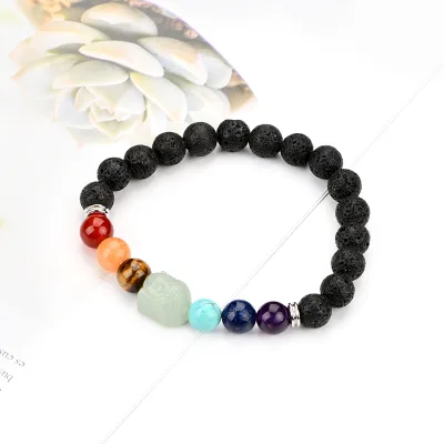 Lava Stone Best Seller Chakra Natural Healing Stone Beaded Buddha Bracelet