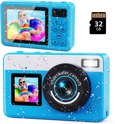 Underwater Digital Camera MaxMango 10FT Waterproof Floating 32GB Card Dual Screen Selfie 48MP 18X Autofocus Compact Point Shoot