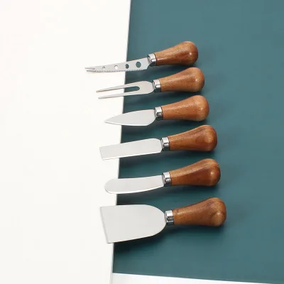 Stainless Steel Acacia Wood-handled Cheese Knife, Butter Knife, Cheese and Cheese Knife Fork, Jam Spreading Knife