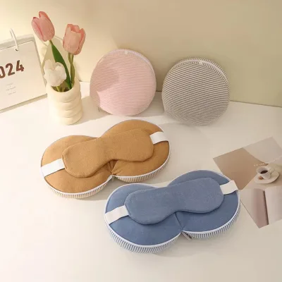 Portable Polyester 2 in 1 Neck Pillow Sleeping Mask Multifunctional Travel Eye Cover Flight Sleep Rest Airplane Office