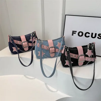 Fashion Trendy Bags for Girls Sexy Casual Vintage Style Zipper Closure Polyester Shoulder Underarm Bag