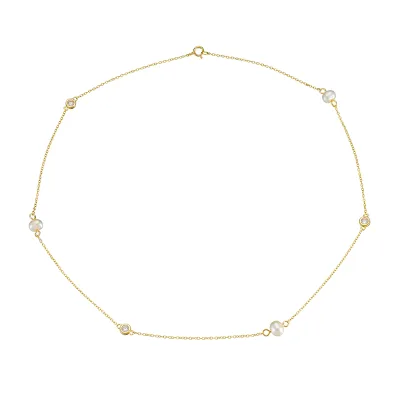 New Fashion Design 925 Sterling Silver Gold Plated With Zircon Freshwater Pearl Necklace Jewelry Manufacturer Wholesale