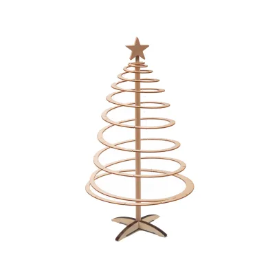 Spiral Wooden Christmas Tree Spiral Mini Xmas Tree with Star Ropper and Christmas Ornament
