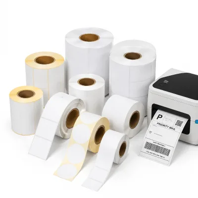 Thermal Adhesive Label Roll Custom Size Direct Thermal Sticker for Barcode Printer