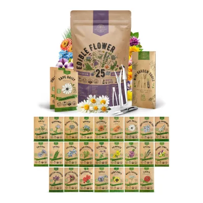25 Indoor or Outdoor Edible Flowers Variety Pack That Mult Flower Grow Garden Kit Let You Choose