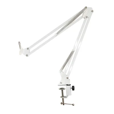 White Microphone Universal Cantilever Stand Anti Shake Foldable