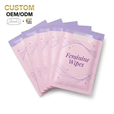 Private Label Single Pack Female Hygiene Wipes Recyclable Plastic Free Feminine Wipes Factory Price Custom Logo