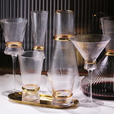 Lead Free Customization Gold Decoration Wedding White Wine Glass Glassware Set